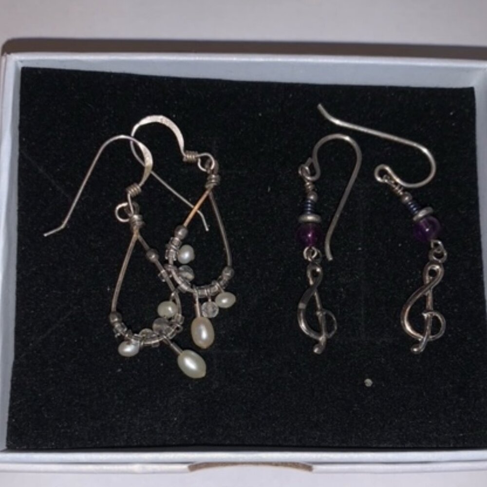2 Pairs Of Sterling Silver Earrings
